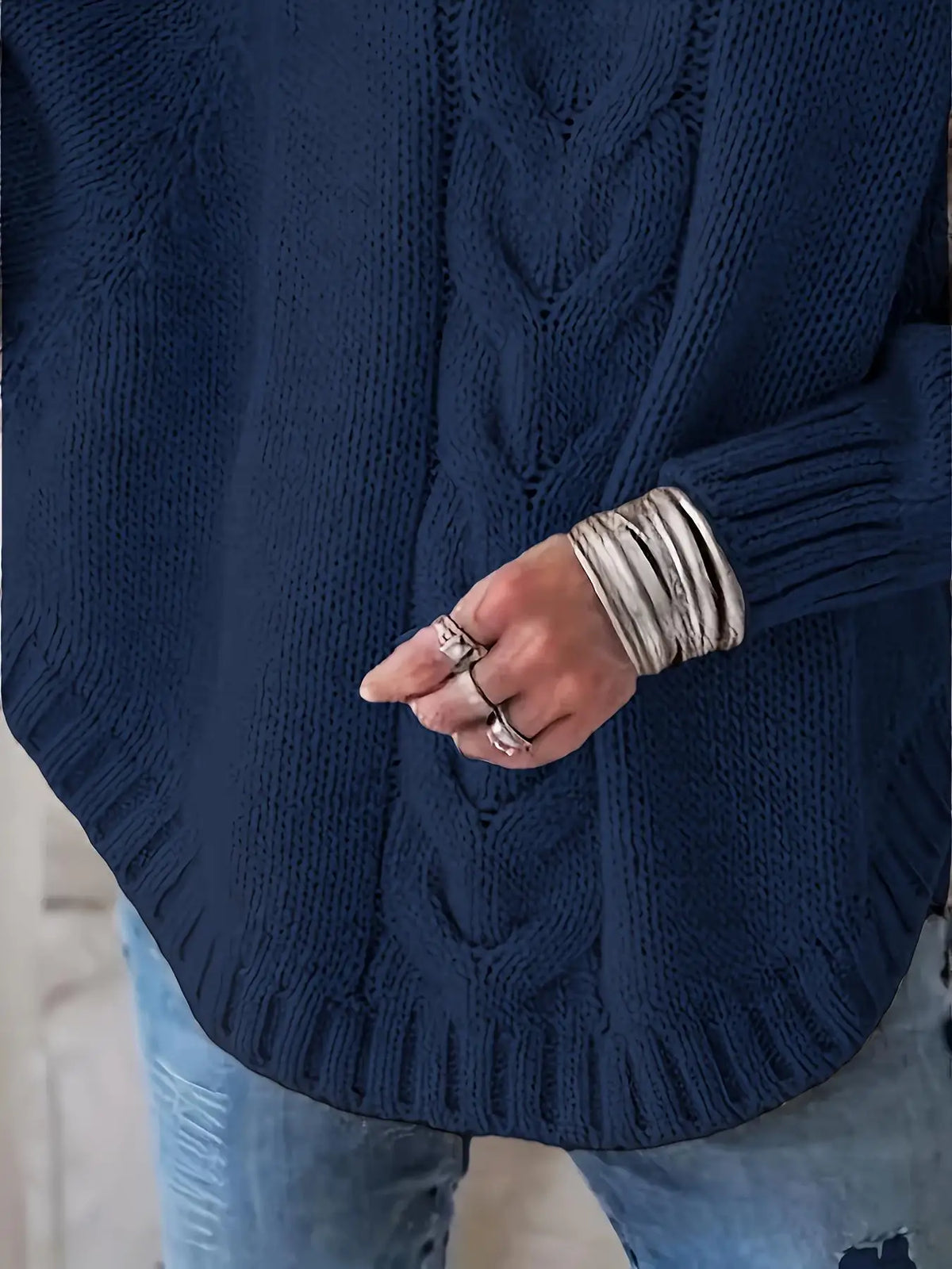The Yasmin Knit Curve Sweater in Lake Blue | Lavishly Me