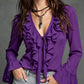 The Rosalie Lace-Trim Bubble-Sleeve Blouse from the Soft & Sophisticated at Lavishly Me