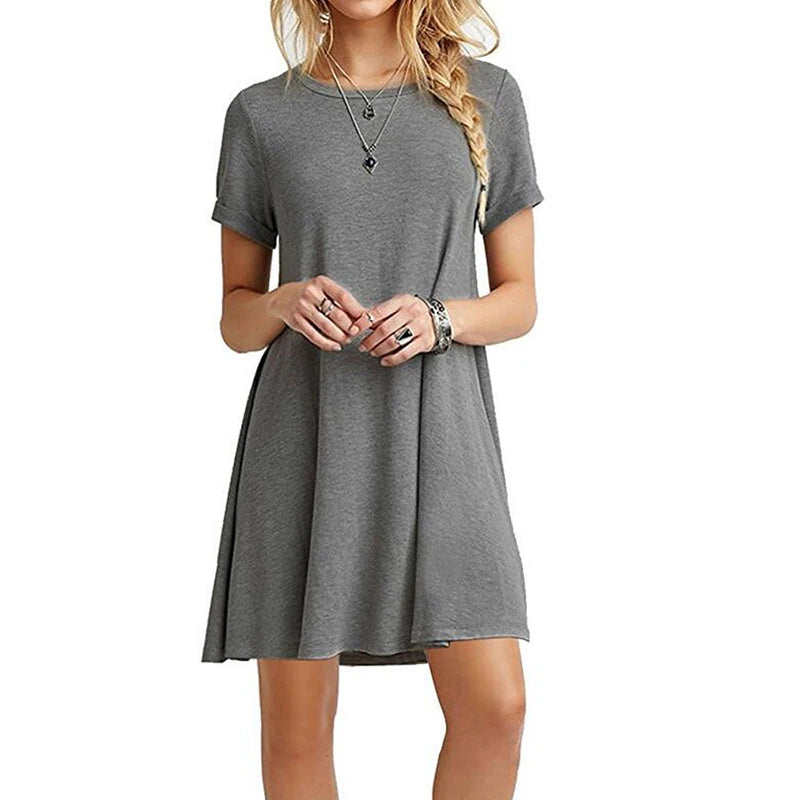 The Sunday Muse T-Shirt Mini Dress in Grey | Lavishly Me