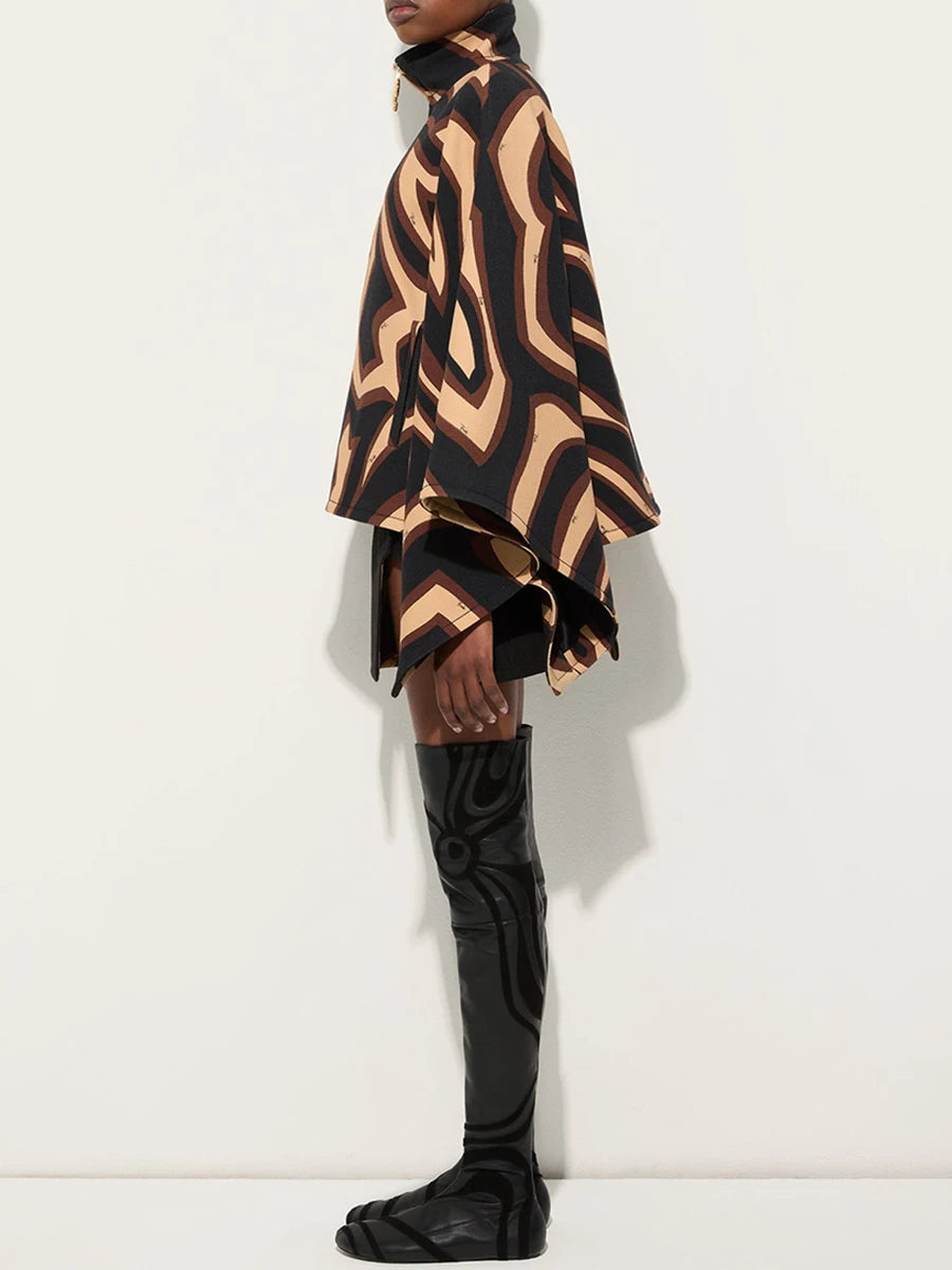The Blaire Geometric Cape Jacket in PRINT | Lavishly Me