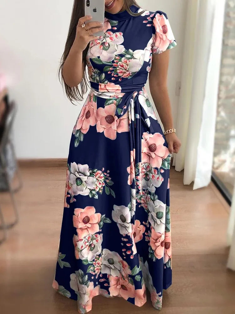 The Zola Floral Print Dress in 628-Black Long | Lavishly Me