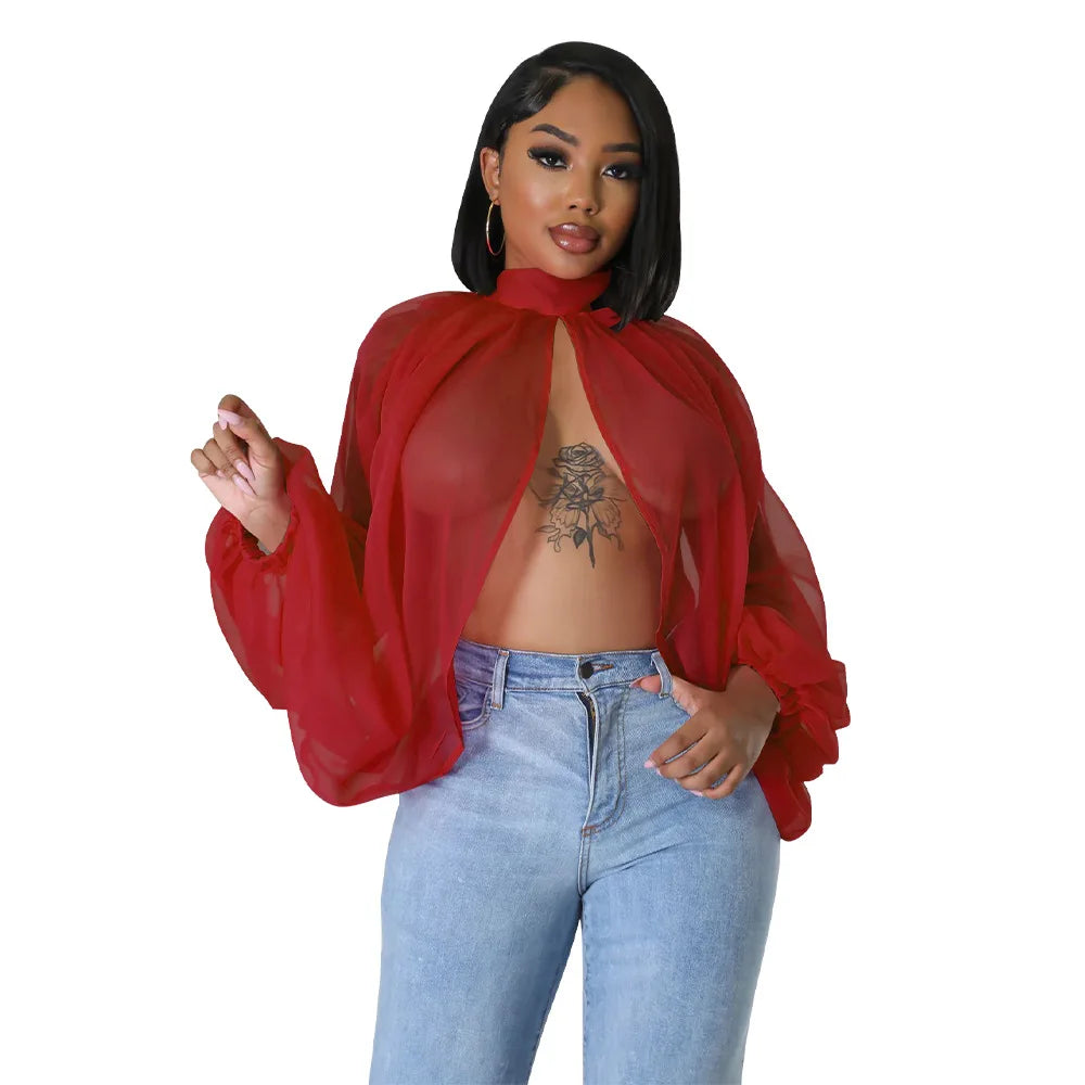The Seraphina Sheer Tie Blouse in Women Blouses 13 | Lavishly Me