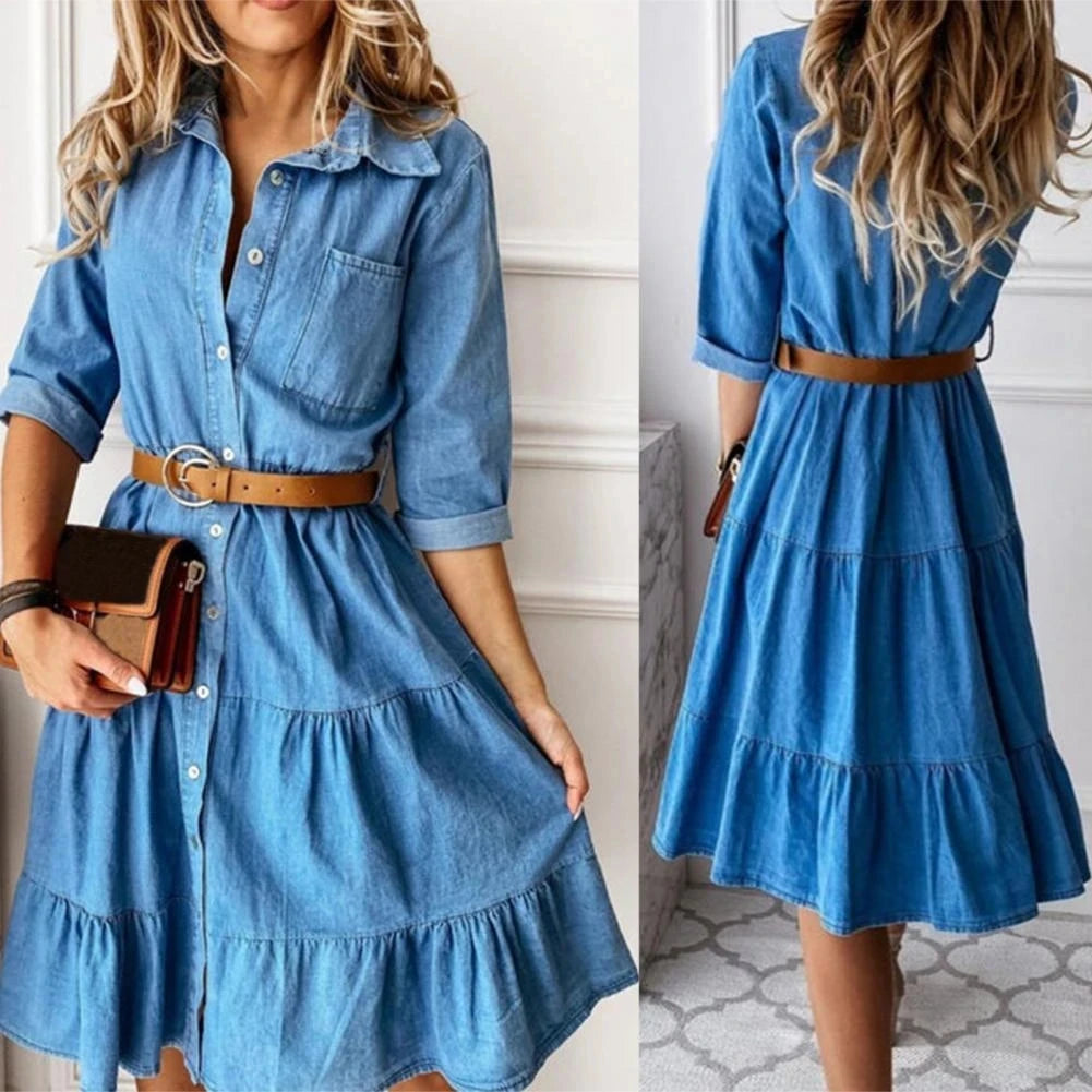 The Portofino Belted Denim Dress