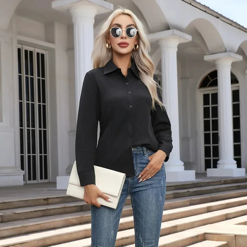 The Noelle Button Broadcloth Statement Blouse