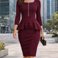 The Bianca Peplum Pencil Dress in black | Lavishly Me