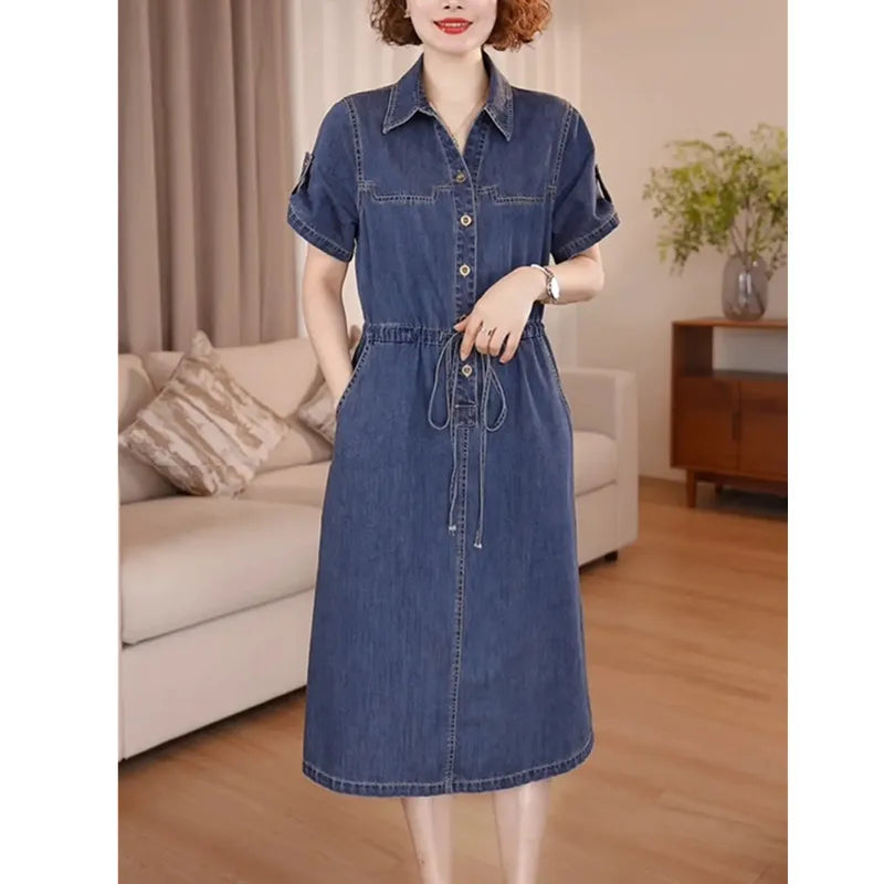 The Capri Button-Front Denim Dress