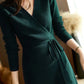 The Celine Wrap Knit Dress in Dark green | Lavishly Me