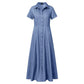The Savannah Ruffle Denim Maxi