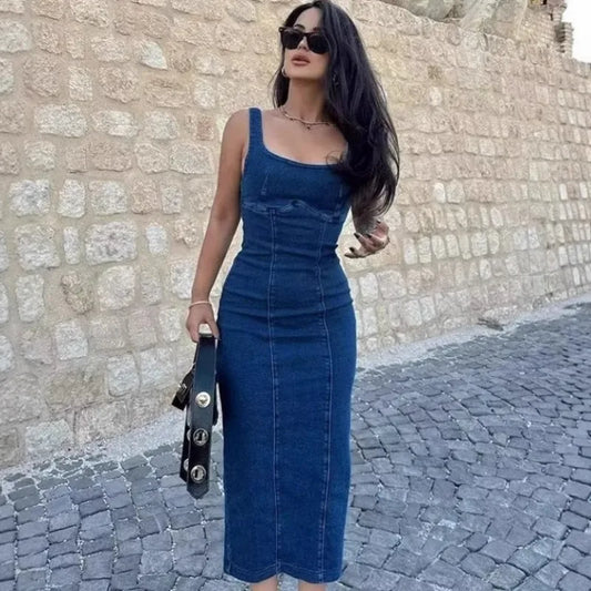 The Icon Corset Denim Gown from the Denim Edit at Lavishly Me