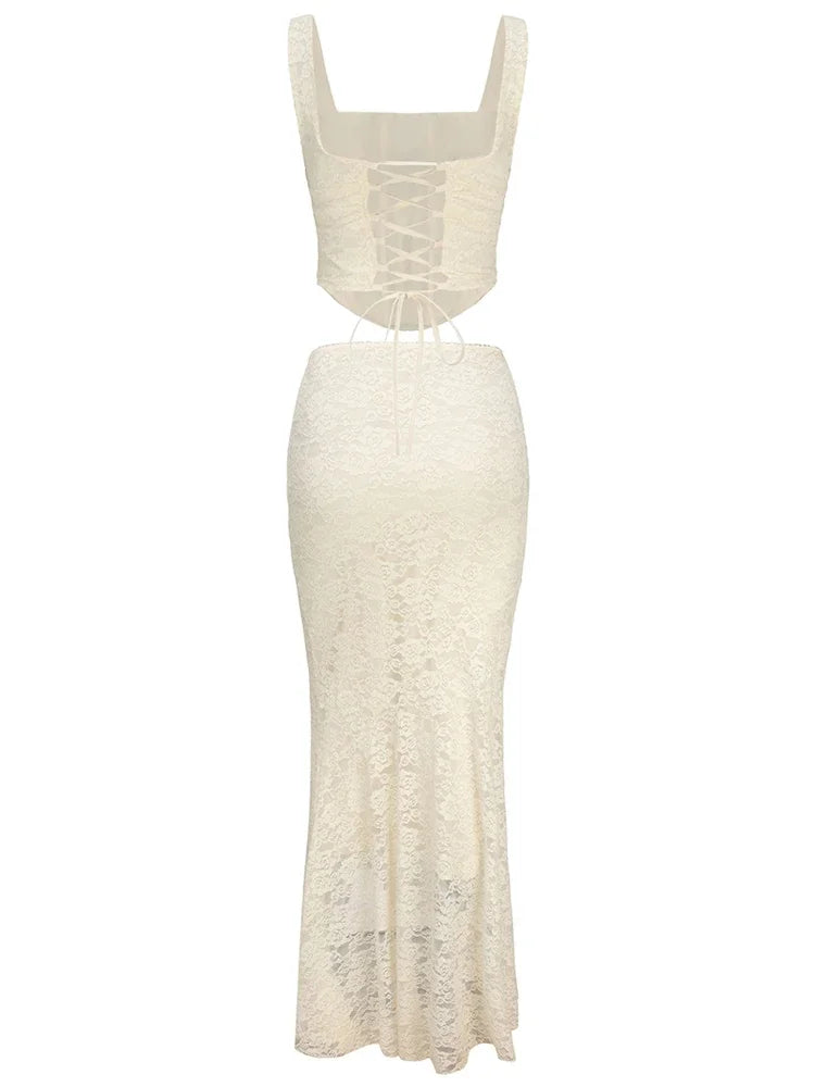 The Celestine Lace-Up Maxi Set