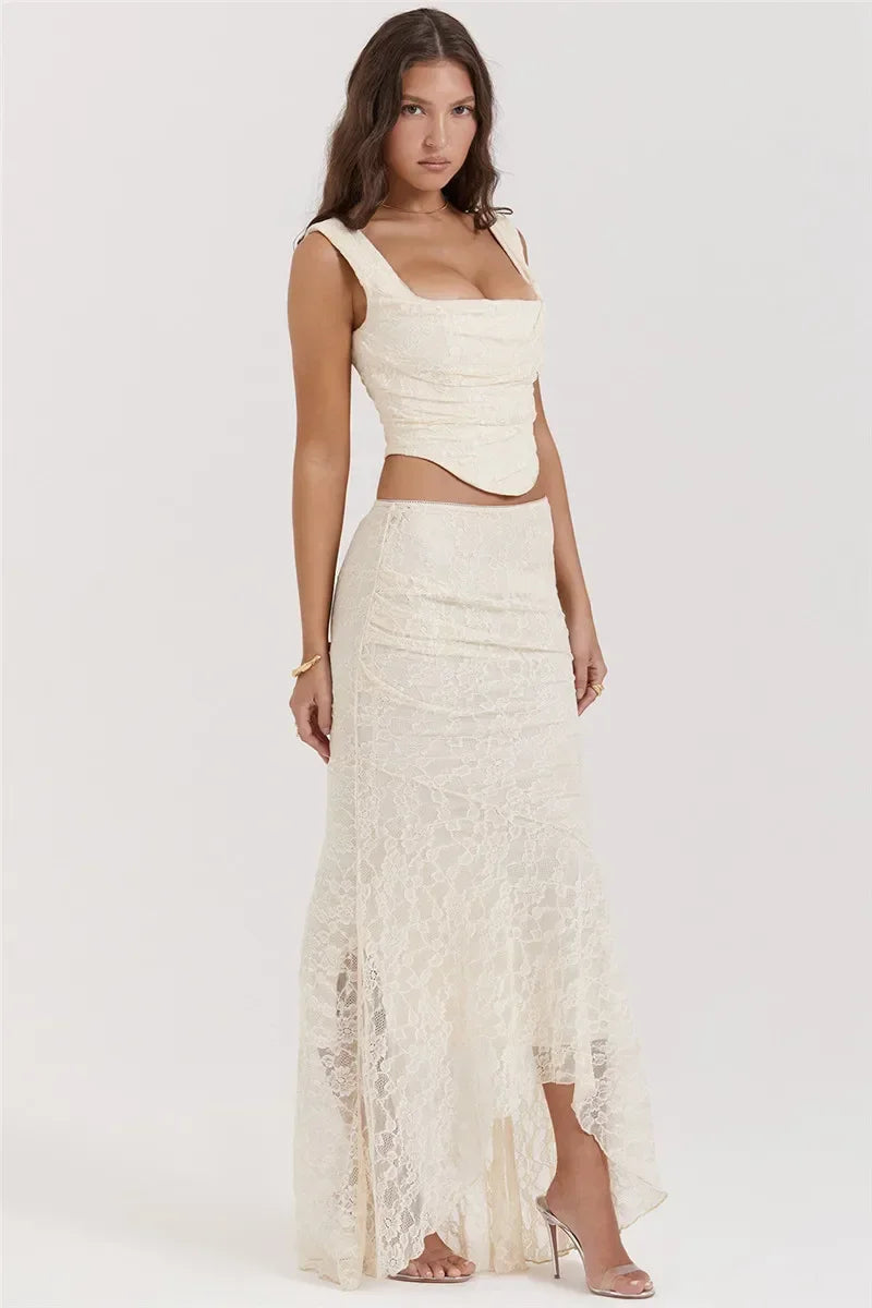 The Celestine Lace-Up Maxi Set