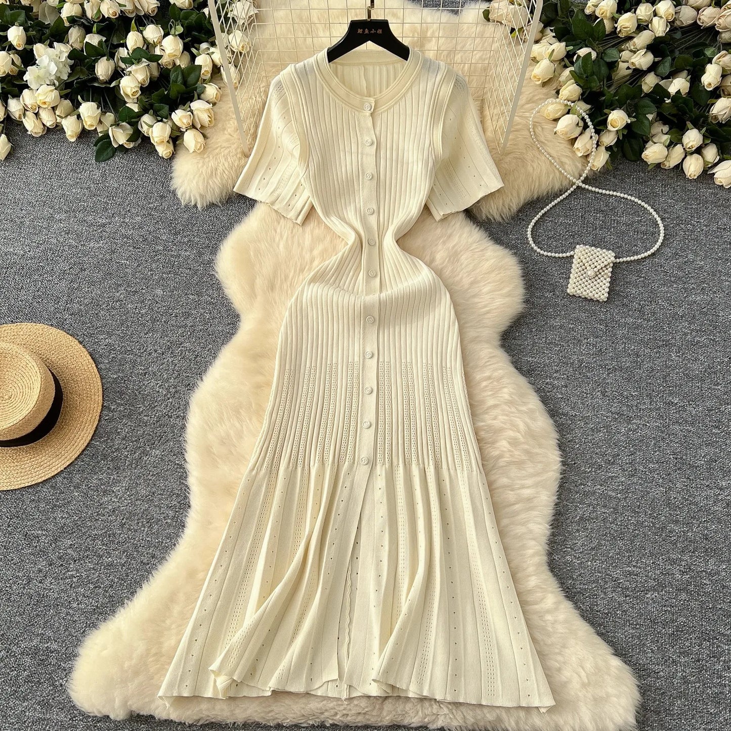 The Vivienne Button-Front Knit Maxi Dress | Lavishly Me