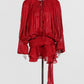The Elodie Ruched Lantern-Sleeve Mini Dress in LIGHTORANGE | Lavishly Me