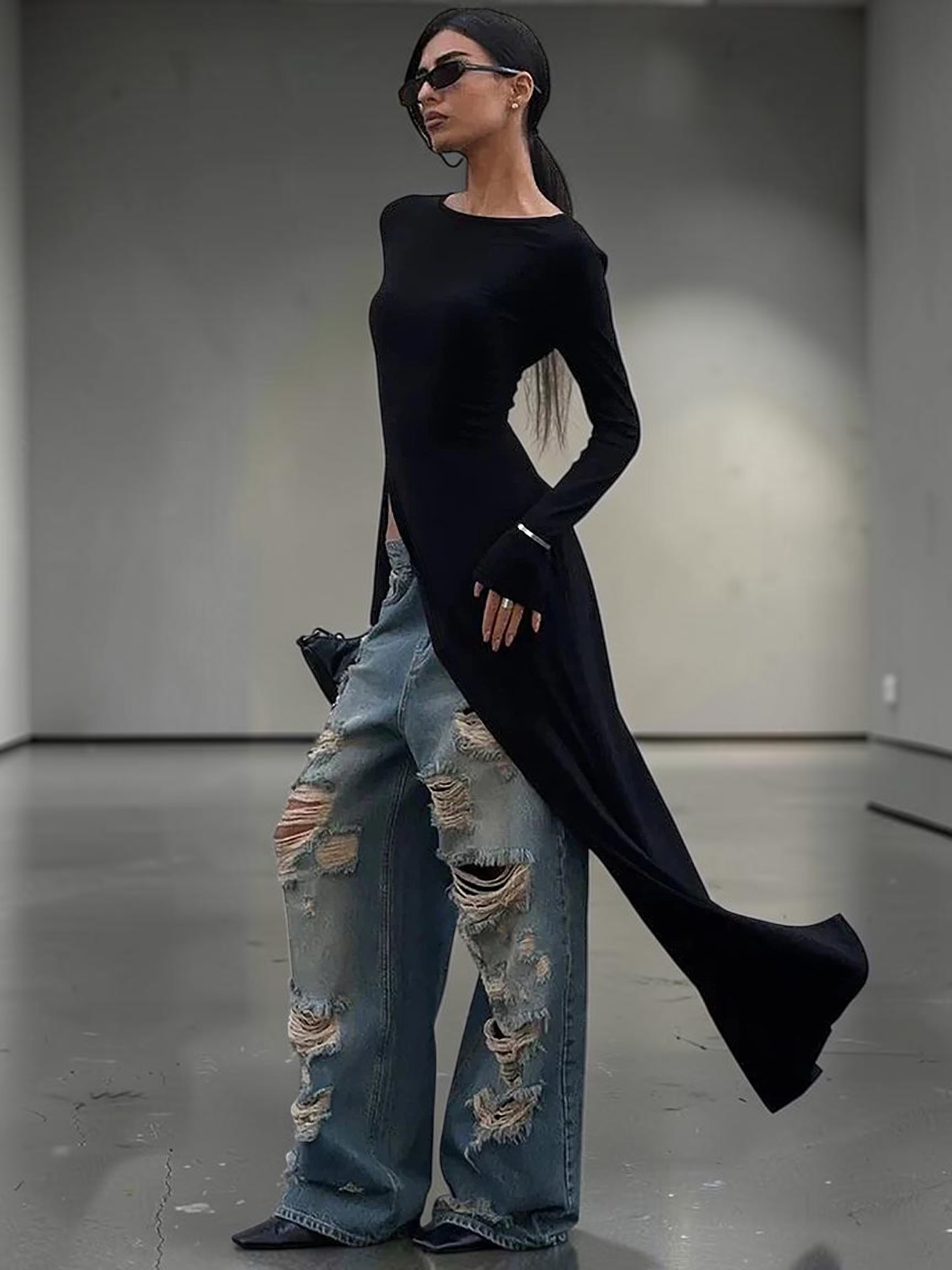 The Alessia High-Slit Maxi Dress in black | Lavishly Me
