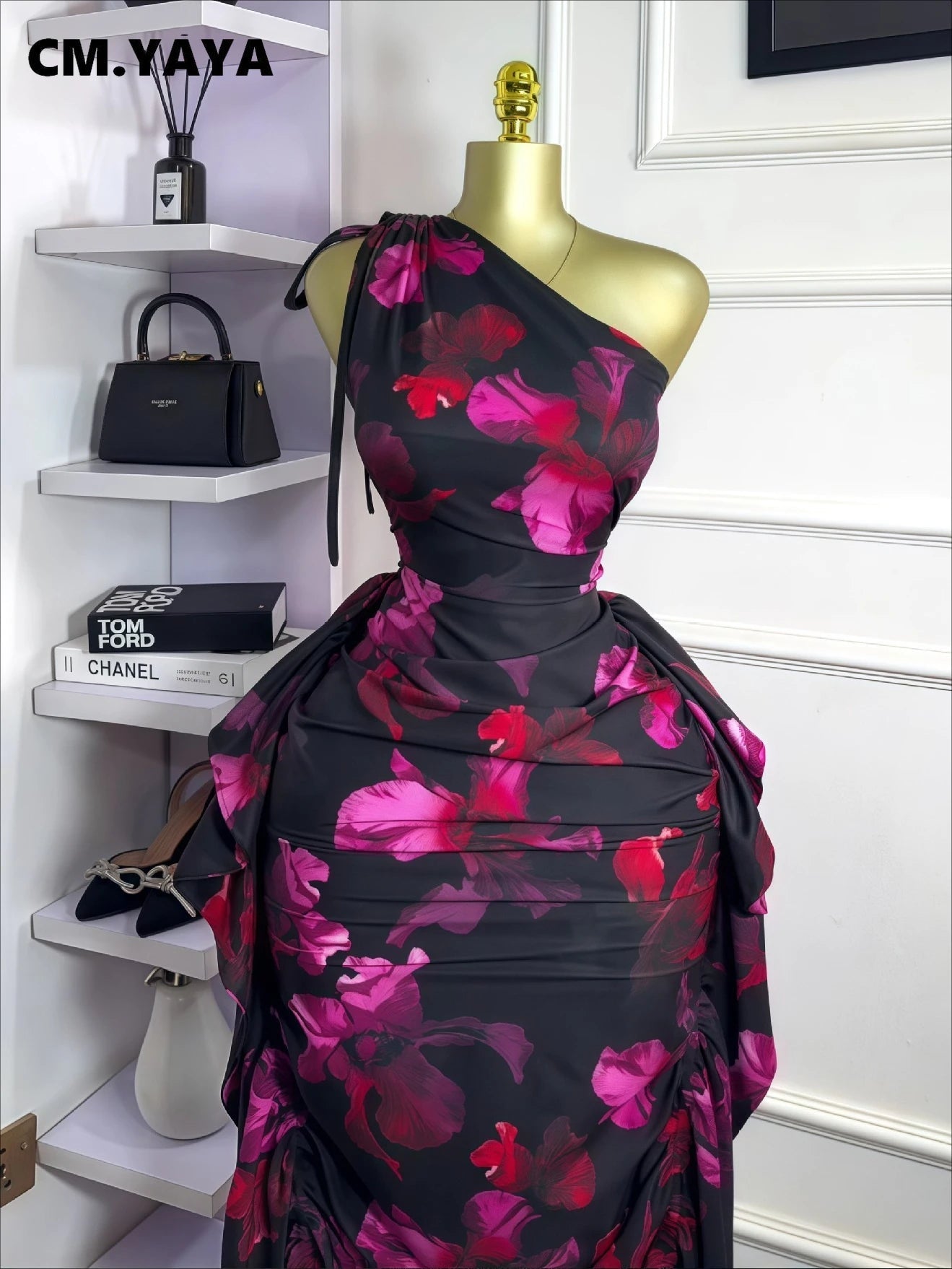 The Azalea One-Shoulder Floral Maxi Dress in as picture | Lavishly Me