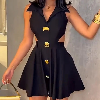 The Reina Pleated Cutout Mini Dress in 03 Yellow | Lavishly Me