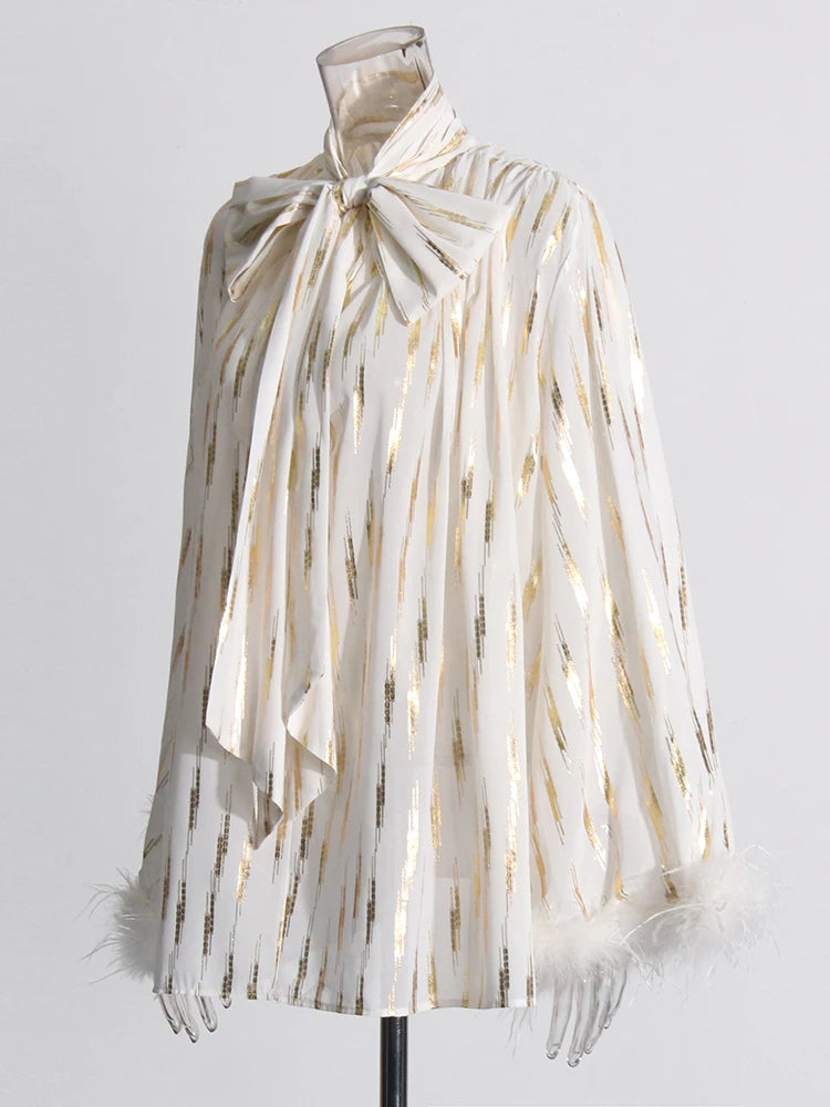 The Celeste Feather-Trim Blouse from the Soft & Sophisticated at Lavishly Me