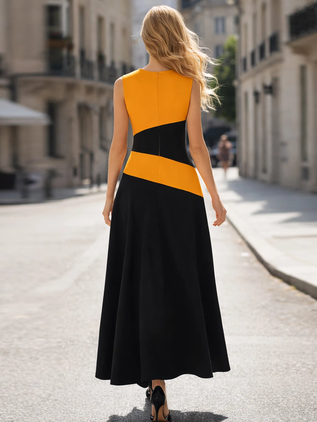 The Valencia Colorblock Swing Maxi Dress from the Boss Energy at Lavishly Me