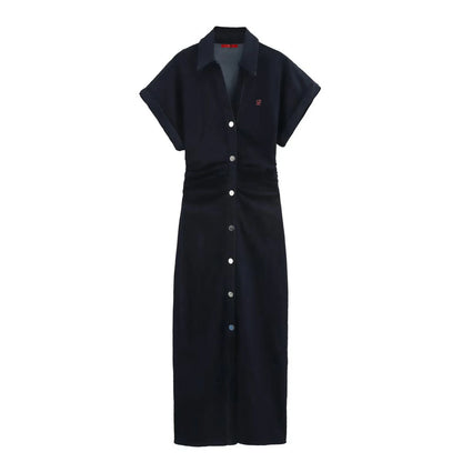 The Monroe Embroidered Denim Midi Dress from the Boss Energy at Lavishly Me