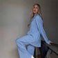 The Serena Wide-Leg Lounge Set in Khaki Pants | Lavishly Me