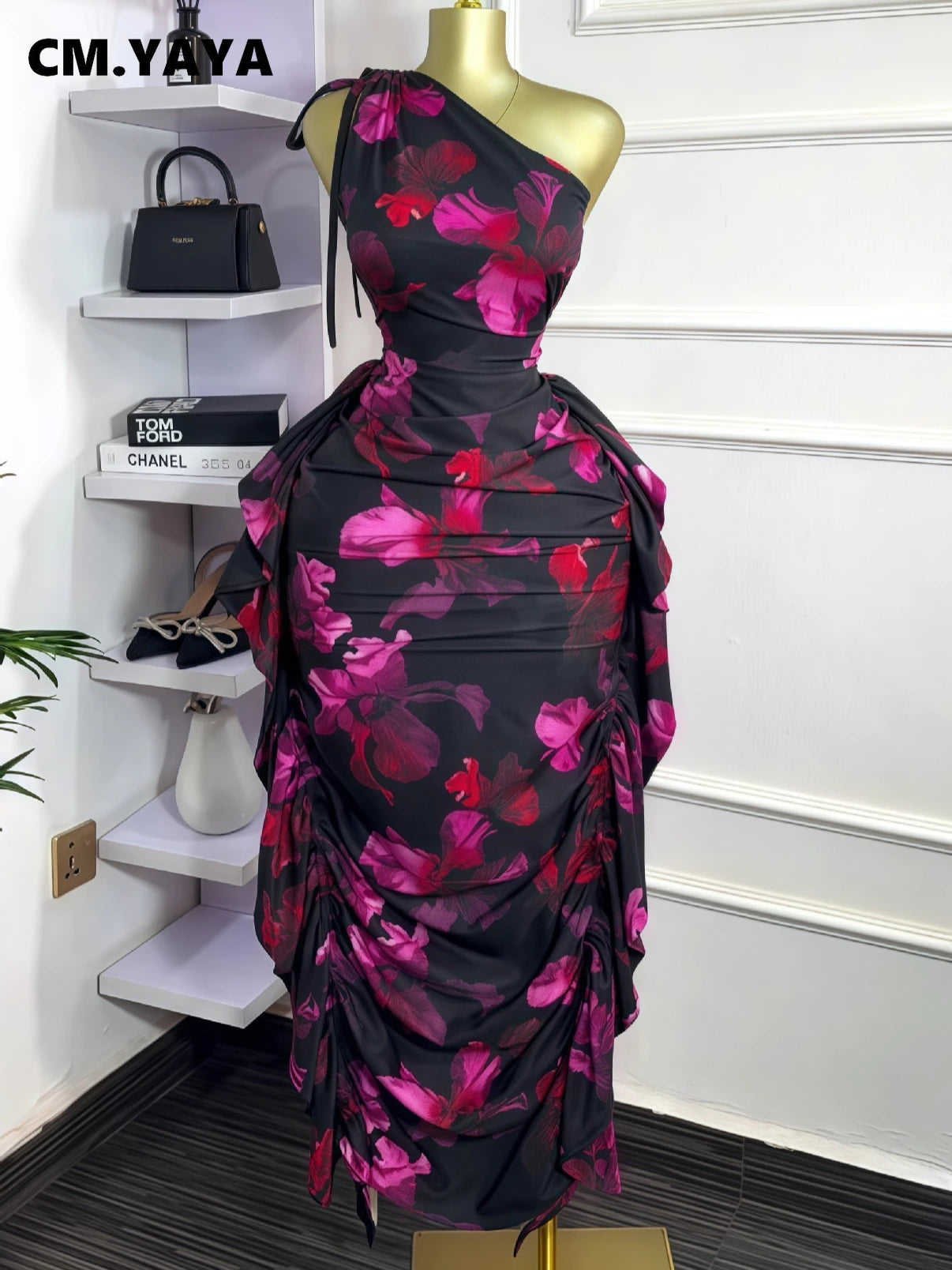 The Azalea One-Shoulder Floral Maxi Dress in as picture | Lavishly Me