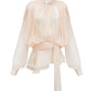 The Elodie Ruched Lantern-Sleeve Mini Dress in LIGHTORANGE | Lavishly Me