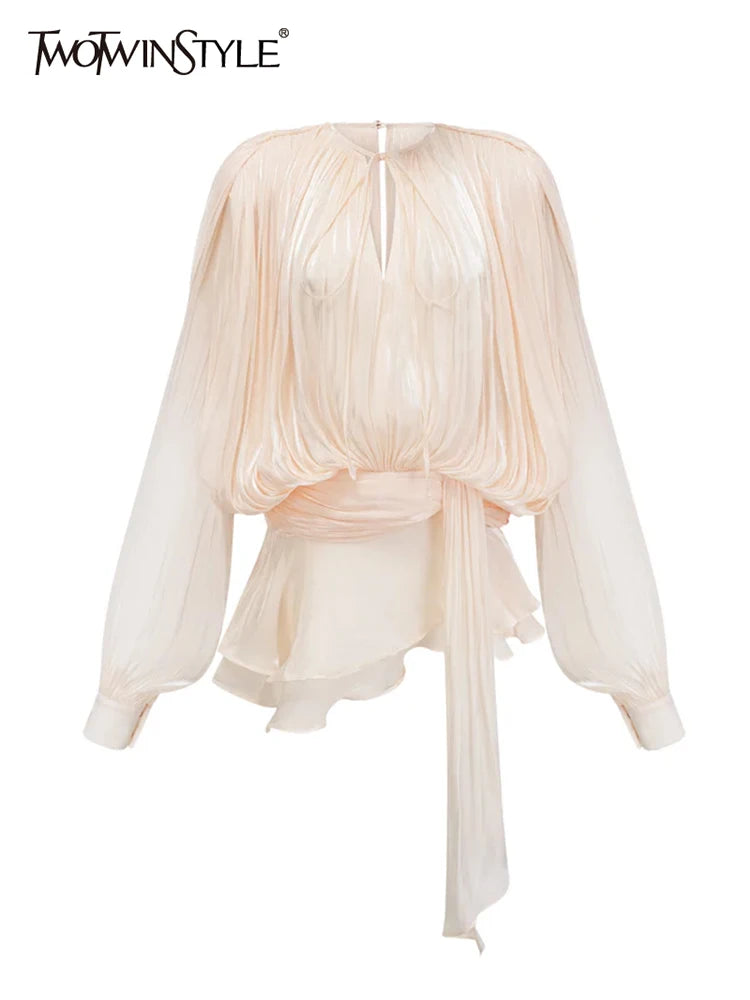 The Elodie Ruched Lantern-Sleeve Mini Dress in LIGHTORANGE | Lavishly Me