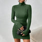 The Sasha Knit Turtleneck Mini Dress in Gray | Lavishly Me