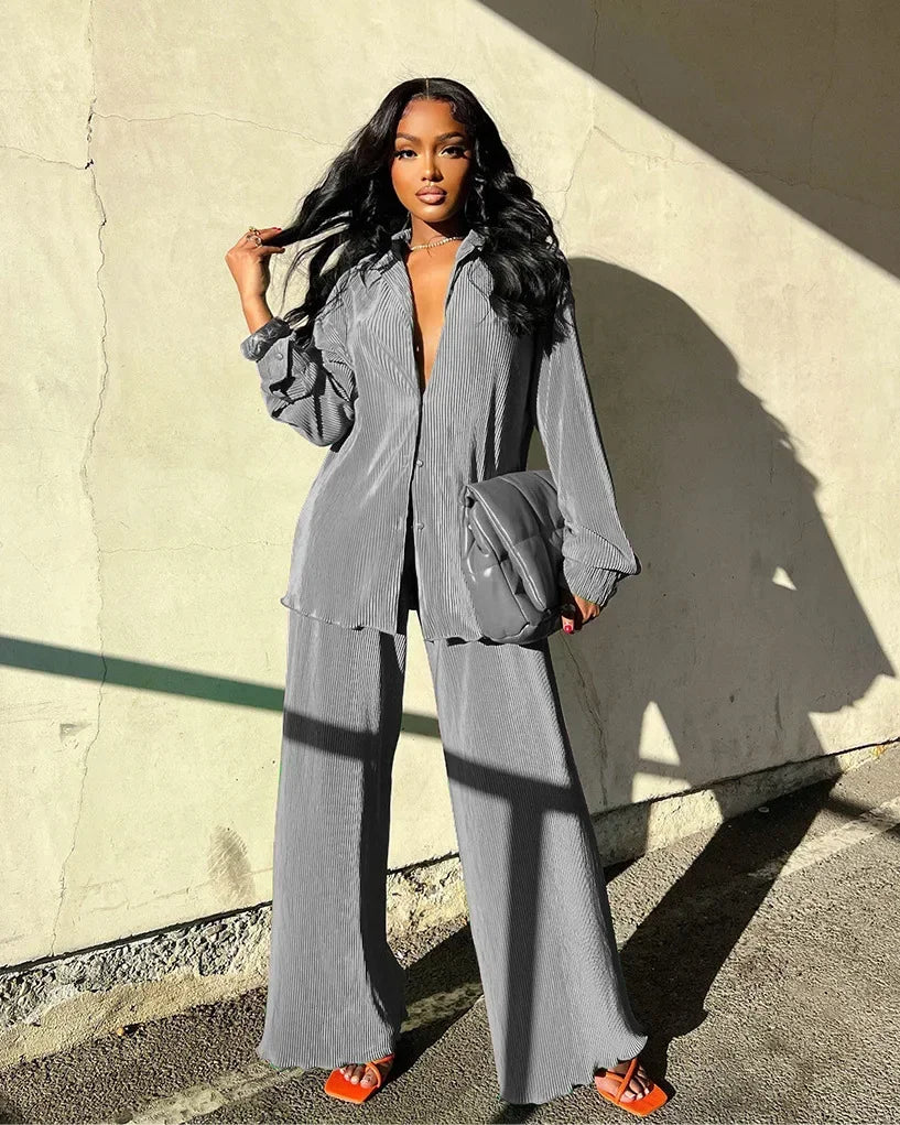 The Serena Wide-Leg Lounge Set in Khaki | Lavishly Me