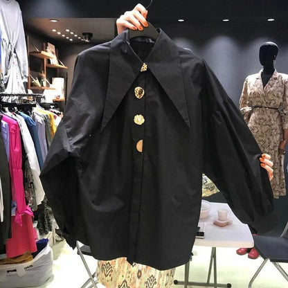 The Solène Button Blended Statement Blouse