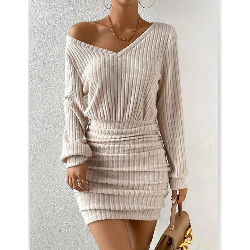 The Valentina V-Neck Pencil Mini Dress by Lavishly Me