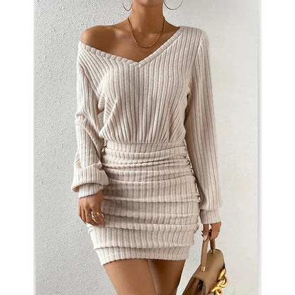 The Valentina V-Neck Pencil Mini Dress by Lavishly Me