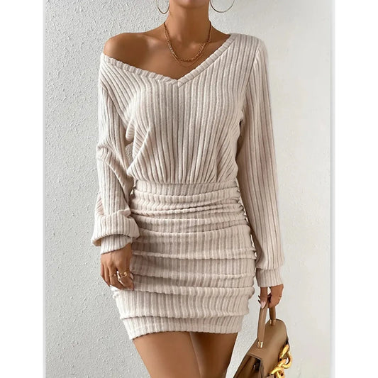 The Valentina V-Neck Pencil Mini Dress by Lavishly Me