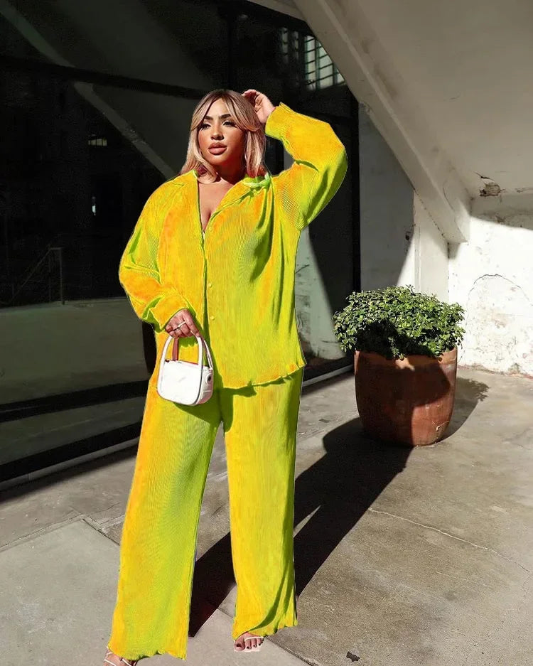 The Serena Wide-Leg Lounge Set in Green-02 | Lavishly Me