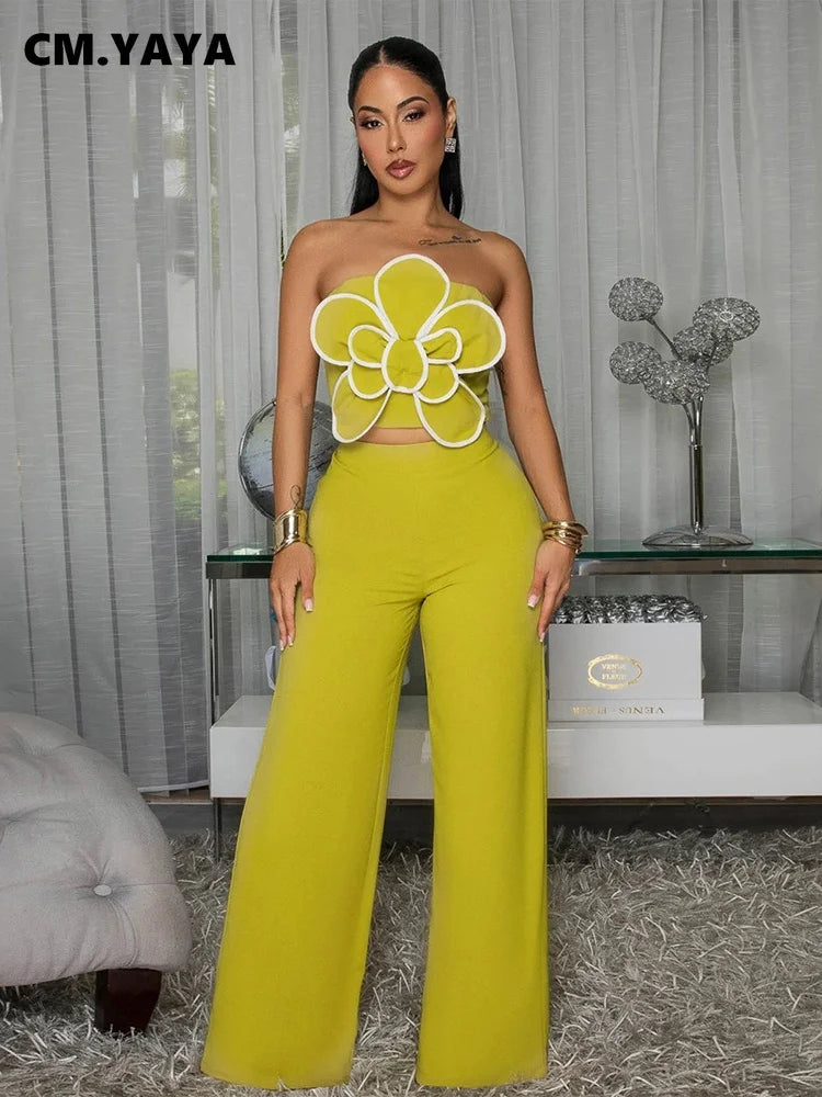 The Fleur Strapless Wide-Leg Set in Black | Lavishly Me