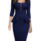 The Bianca Peplum Pencil Dress in black | Lavishly Me