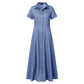 The Savannah Ruffle Denim Maxi