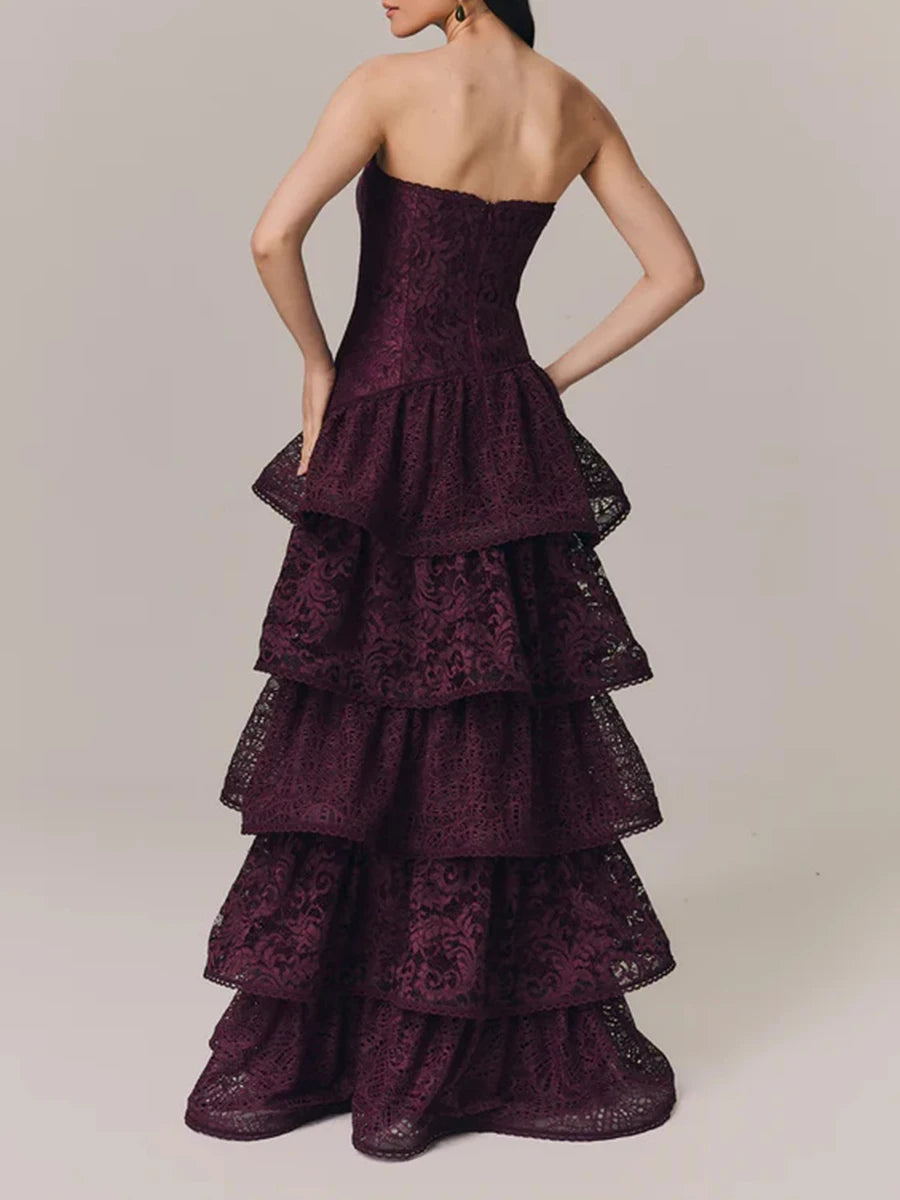 The Alessandra Lace Ruffle Maxi Dress from the Soft & Sophisticated at Lavishly Me