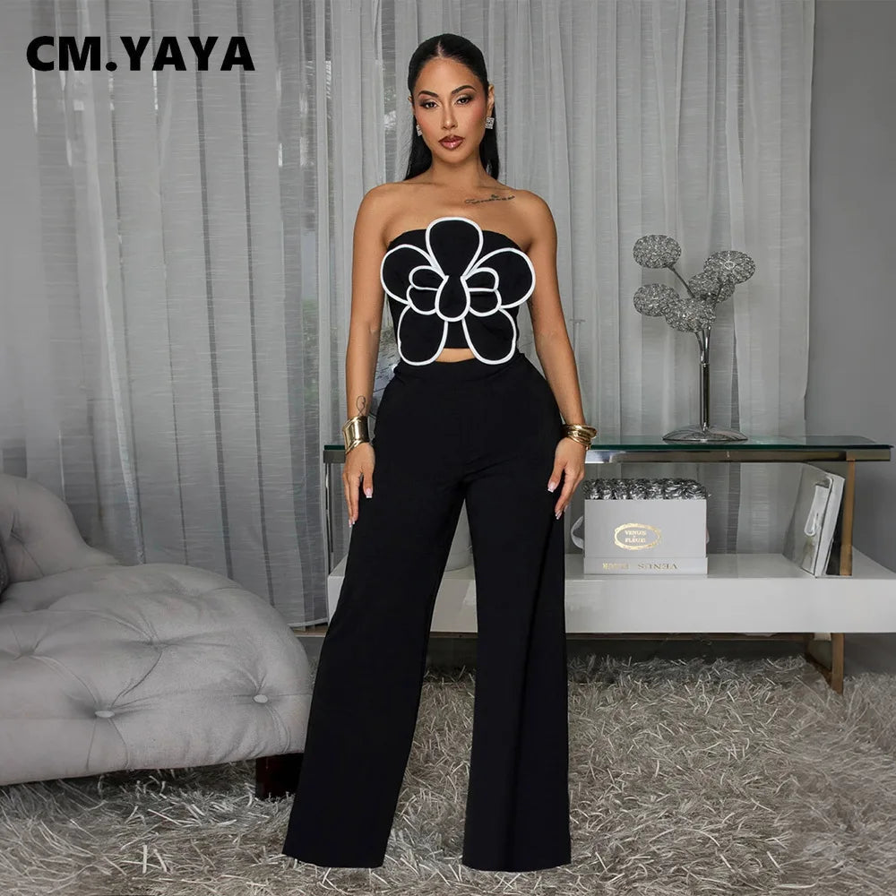 The Fleur Strapless Wide-Leg Set in Apricot | Lavishly Me