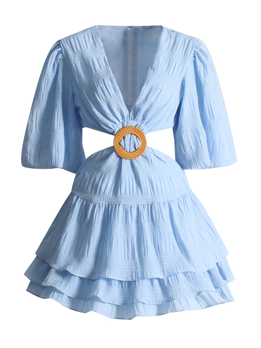 The Amora Lantern-Sleeve Dress