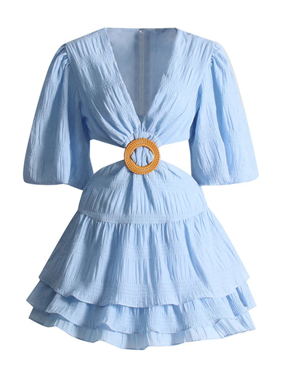 The Amora Lantern-Sleeve Dress