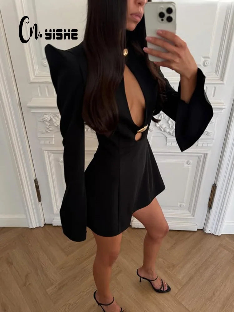The Kira Buckle Cutout Mini Dress in Black | Lavishly Me