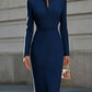 The Noelle Stand-Collar Midi Dress from the Boss Energy at Lavishly Me