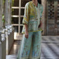 The Portia Printed Pant Lounge Set in green set | Lavishly Me