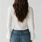 The Rosalie Lace-Trim Bubble-Sleeve Blouse from the Soft & Sophisticated at Lavishly Me