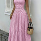 The Nadine Polka-Dot Ruffle Maxi Dress in black | Lavishly Me