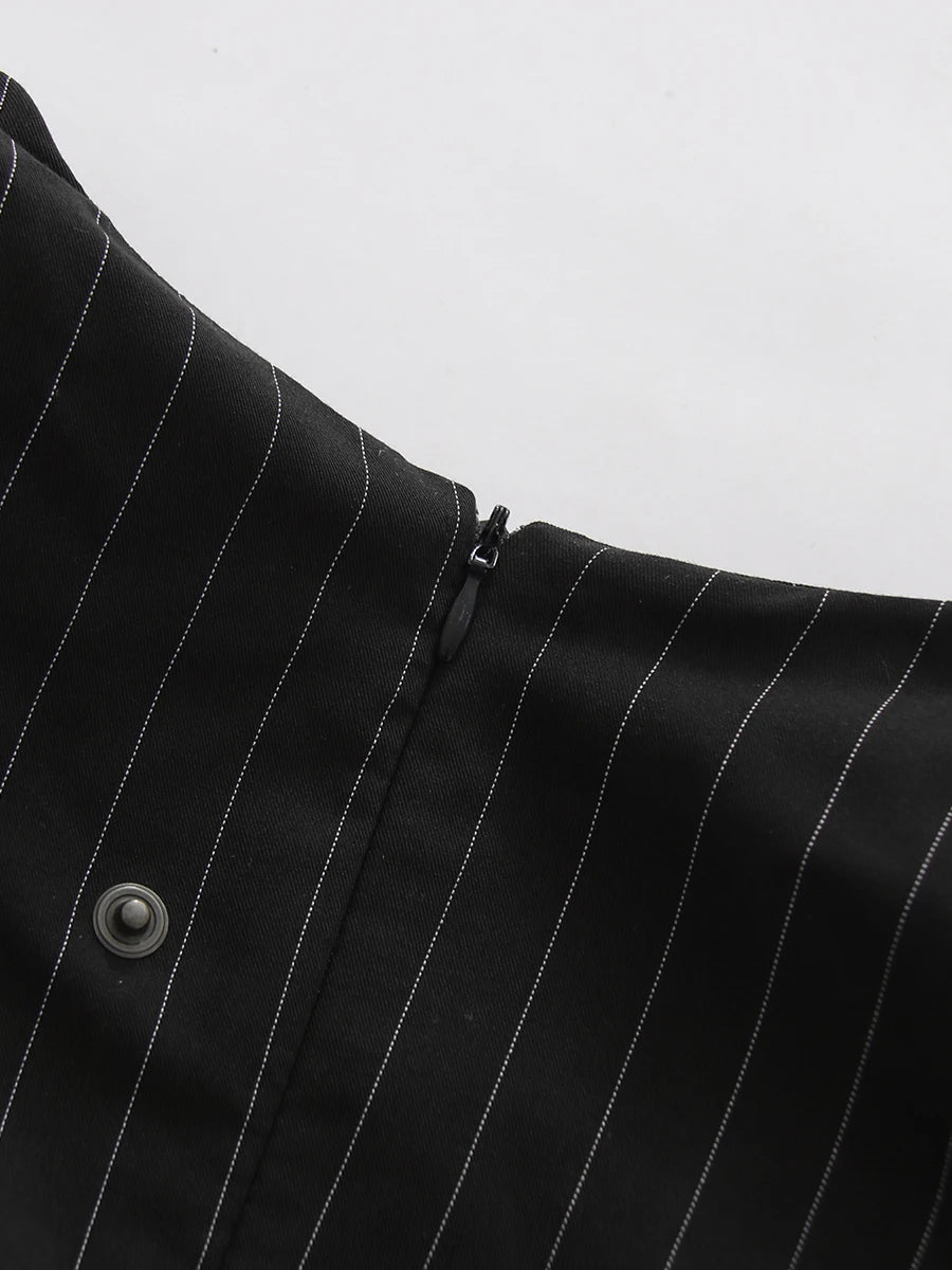 The Noir Pinstripe Blazer Dress