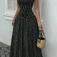 The Nadine Polka-Dot Ruffle Maxi Dress in black | Lavishly Me
