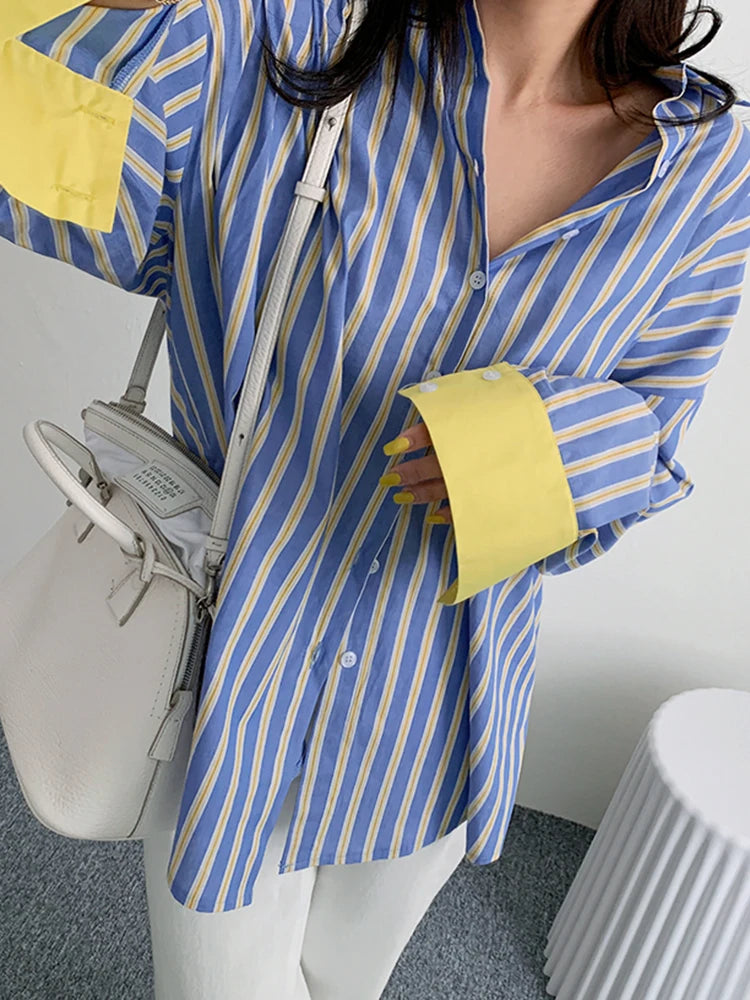 Mardi  Lapel Long Sleeve Blouse Female