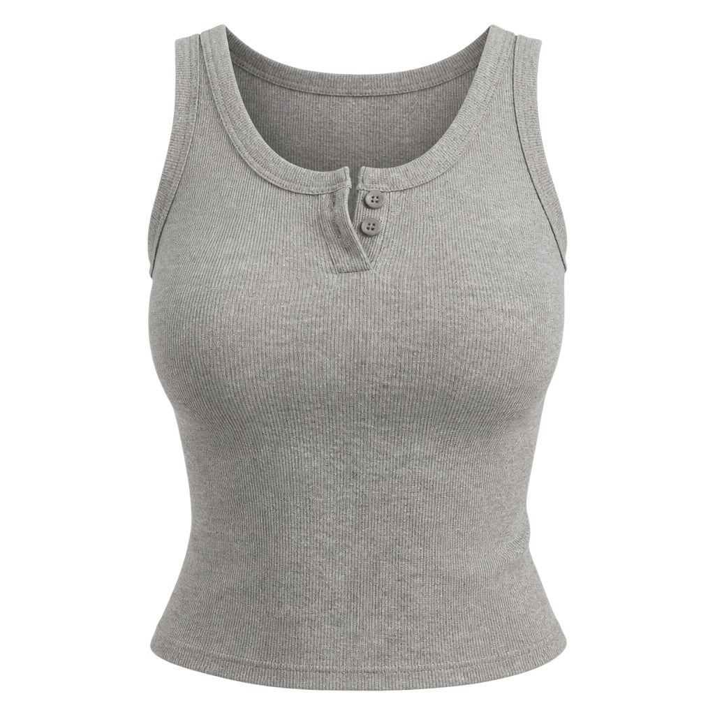 The Harper Ribbed Button Tank